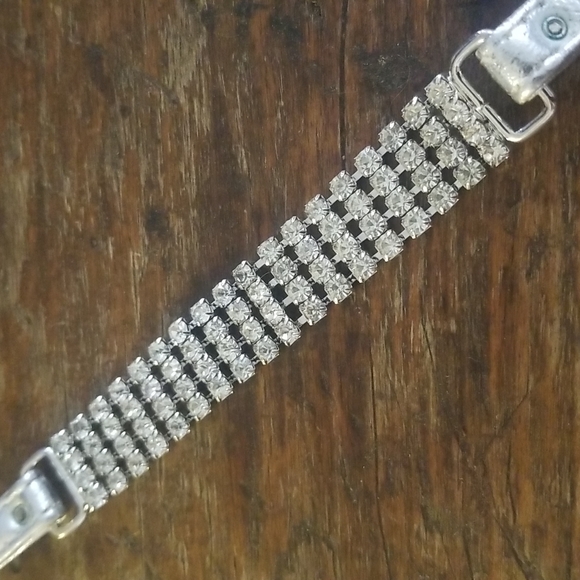 Vintage 1960s - 70s era Rhinestone Dog / Cat Collar Bling NWOT sz 10 - Picture 2 of 6